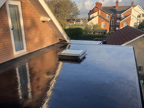 Photo of a new Rubber roof fitted by Dyfi Renovations Ltd